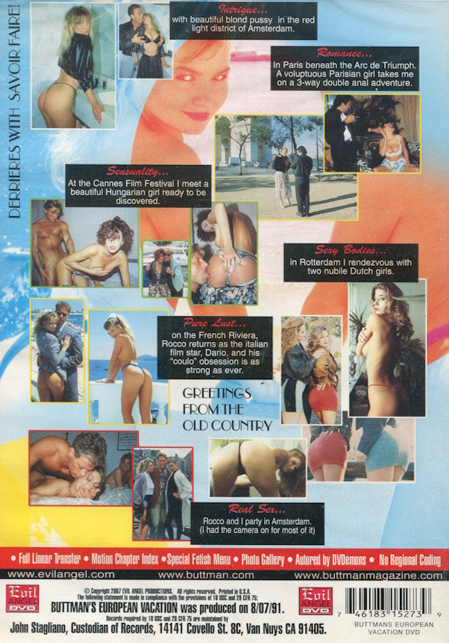 DVD - Evil Angel - Buttman's European Vacation (John Stagliano) baksida