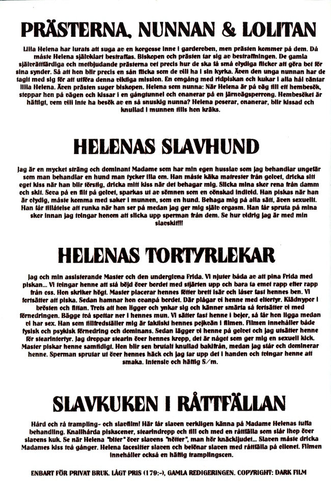 DVD - Dark Film - Helena Dark Box 1 (4-Disc) baksida