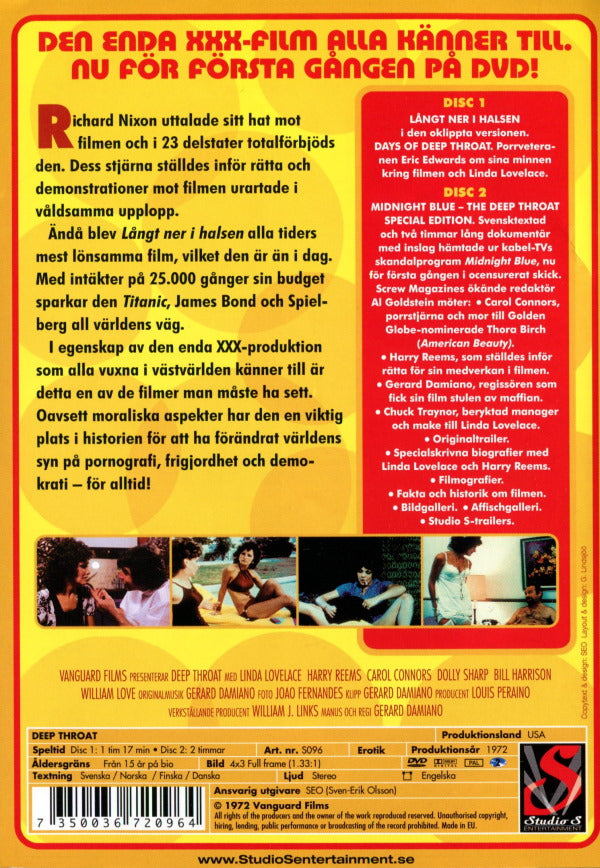DVD - Långt ner i halsen (Linda Lovelace) (1972) (2-disc) back cover