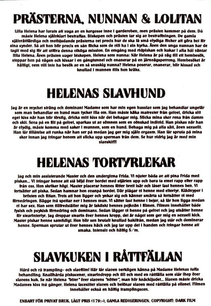 DVD - Dark Film - Helena Dark Box 1 (4-Disc) baksida